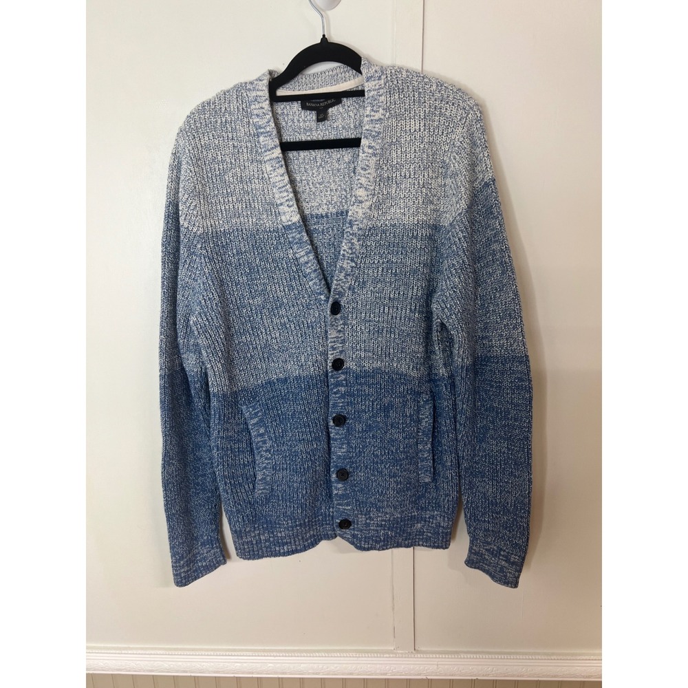 Banana Republic Blue Ombre Colorblock Button Front Cardigan Sweater Medium